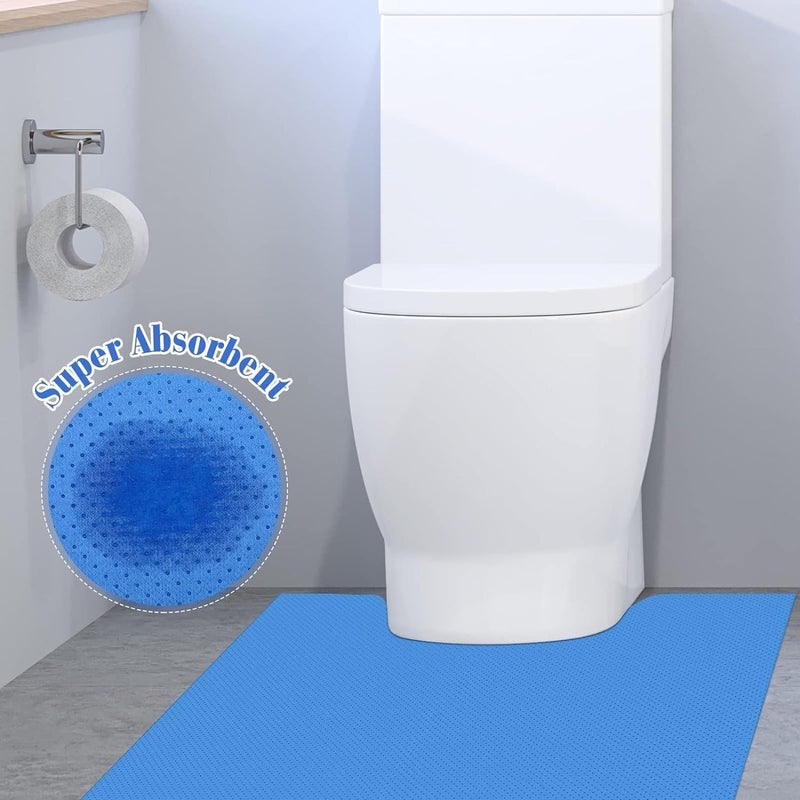 SYMHHA Blue Upgraded 25 Pack Disposable Toilet Mats,Super Absorbent Toilet Training Mat for Kids & Adults,Non-Slip Pads for Bathroom Floor,U-Shaped Potty Training Rug,Around Toilet Urine Protector 24"x22" - Image 4